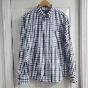 Classic Blue and White Plaid Men's Shirt